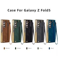 Luxury Premium Rugged Leather Wallet Card Slot Stand Phone with Pen Holder For Samsung Galaxy Z Fold 5