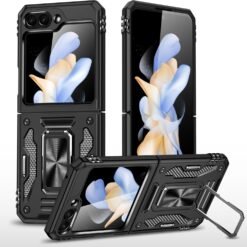 Luxury Premium Armor Hybrid with Ring Holder Kickstand Rugged Shockproof Case Cover For Samsung Z Flip5/Z Flip 6