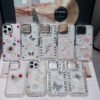 Luxury Premium Rhinestone Cream Glitter Silicone Phone Case for Case Cover For iPhone Series