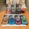 Luxury Premium Diamond-Encrusted Gradient Color Glitter Powder Quicksand Stand Phone Case For iPhone Series
