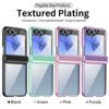 Luxury Premium Transparent With Tempered Glass Protective Film Case For Samsung Z Flip 5/Z Flip 6