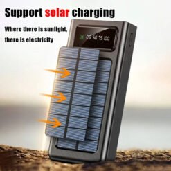 Luxury Premium 20000mAh Solar Power Bank Ultra Capacity USB 4 in1 Super Fast Charging USB TypeC LED Light Outdoor Power Bank