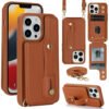 Luxury Premium Crossbody Hand Strap Leather Cover Phone Case for iPhone series