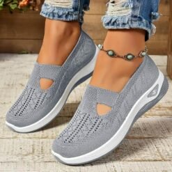 Alternative view of Women's Orthopedic Walking Sneakers Slip-On Woven Breathable Mesh Air Cushion Athletic Shoes