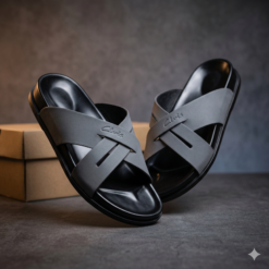 Men's Cross-Strap Ultimate Comfort Slip-Ons Leather Sandals