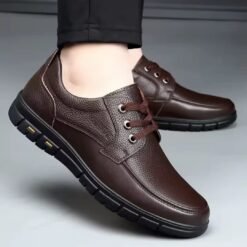 Grain Leather Men’s Casual Loafers with Laces
