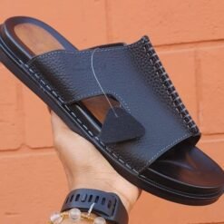 Textured Leather Woven-Stitch Sandal