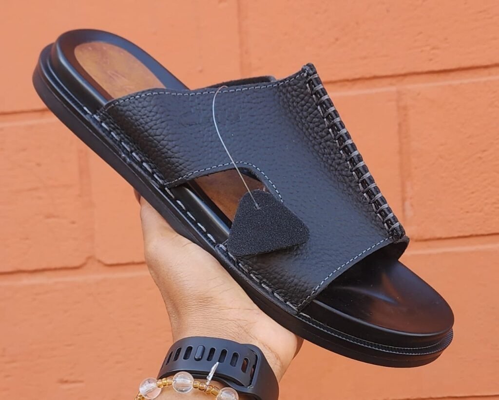 Textured Leather Woven-Stitch Sandal