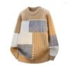 High Quality Patchwork Knit Thick Round Neck Sweater