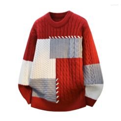 Alternative view of High Quality Patchwork Knit Thick Round Neck Sweater