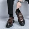 Men’s Exotic Crocodile Pattern Leather Slip On With Ornate Metal Buckle