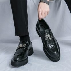 Alternative view of Men’s Exotic Crocodile Pattern Leather Slip On With Ornate Metal Buckle