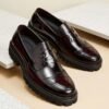Men's Lug Sole Leather Brogue Moccasins