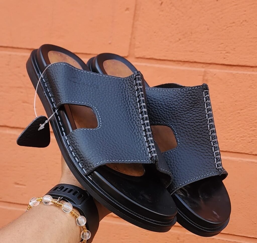 Textured Leather Woven-Stitch Sandal - Image 9