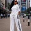 Casual Striped Short-Sleeve Tracksuit 2 in 1 Set
