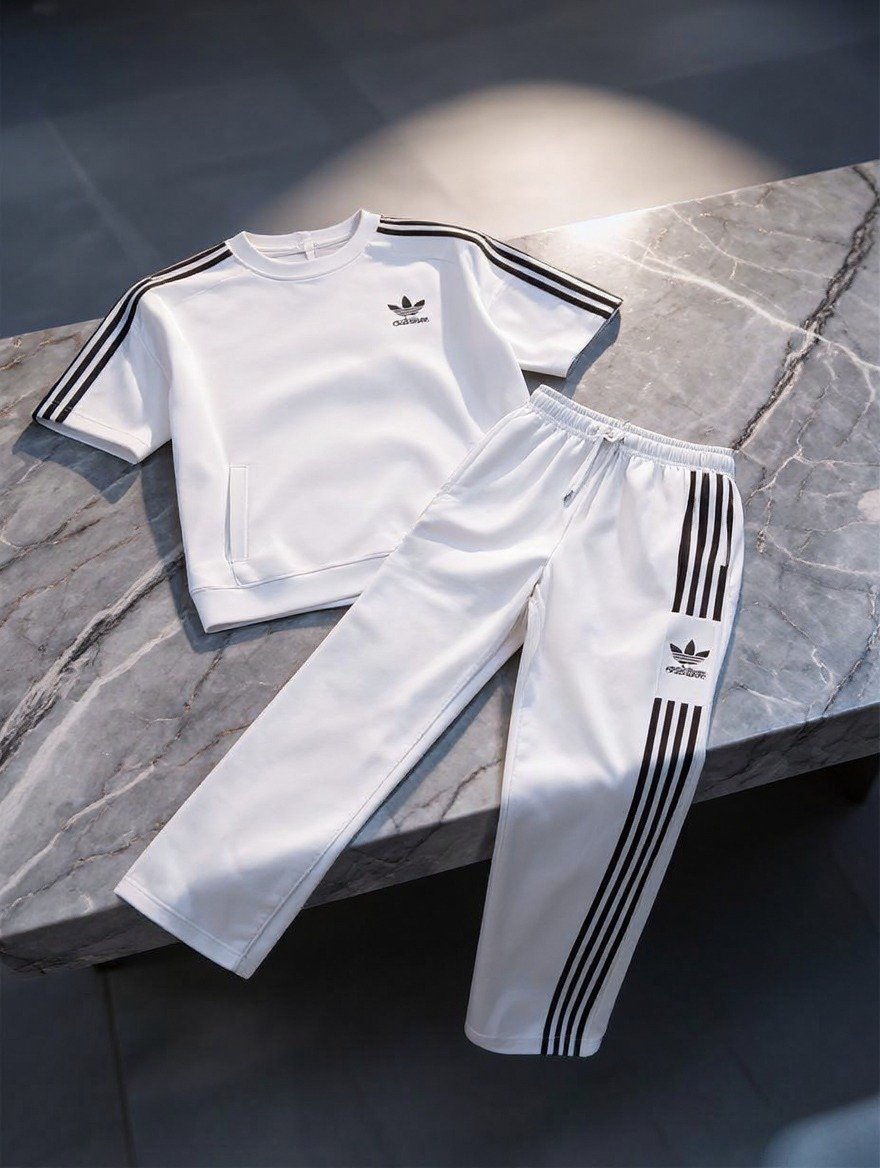 Casual Striped Short-Sleeve Tracksuit 2 in 1 Set - Image 30