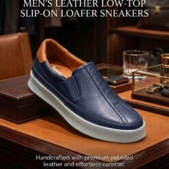 Men's Leather Low-Top Slip-On Loafer Sneakers