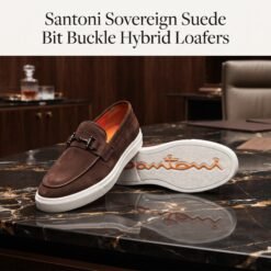 Santoni Sovereign Suede Bit Buckle Hybrid Loafers