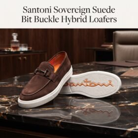 Santoni  Sovereign Suede Bit Buckle Hybrid Loafers