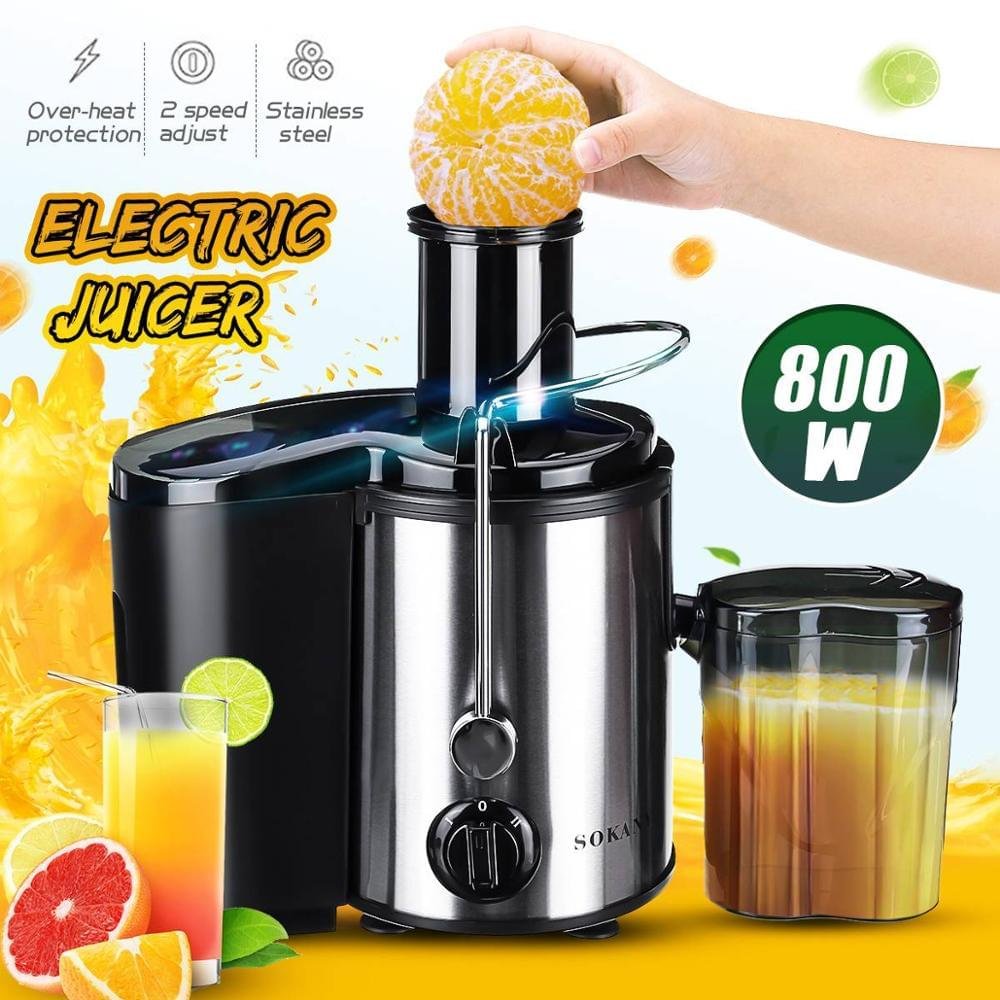 Sokany 800W Stainless Steel Heavy Duty Juicer Extraction Machine - Image 2