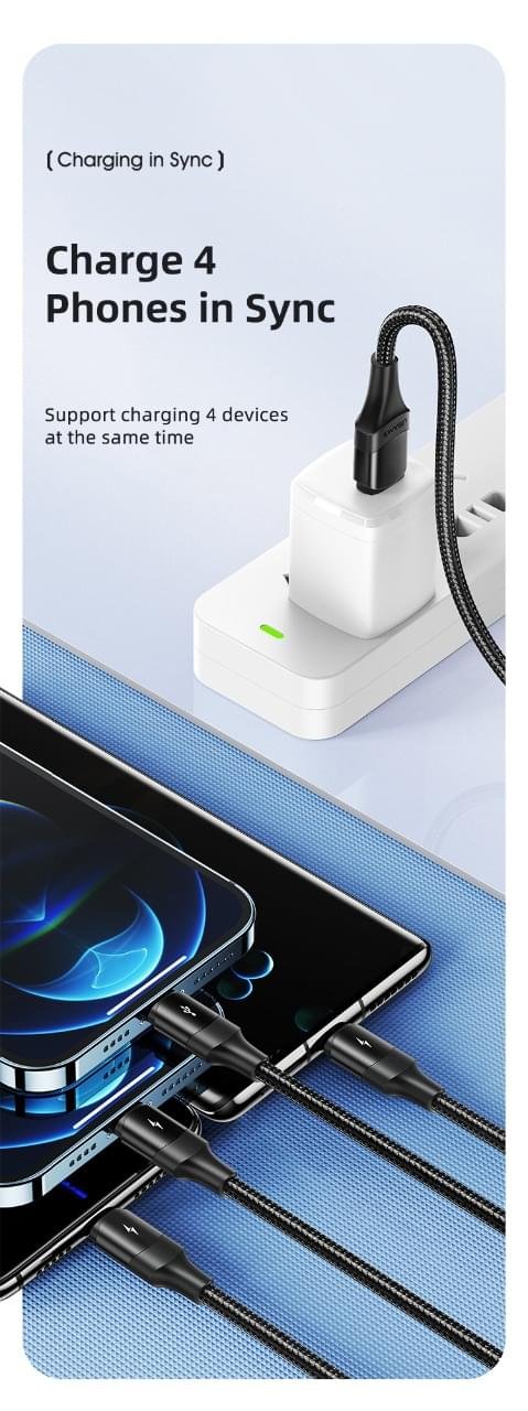 Premium Usams U73 Series 4 IN 1 Braided Fast Charging Cable - Image 9