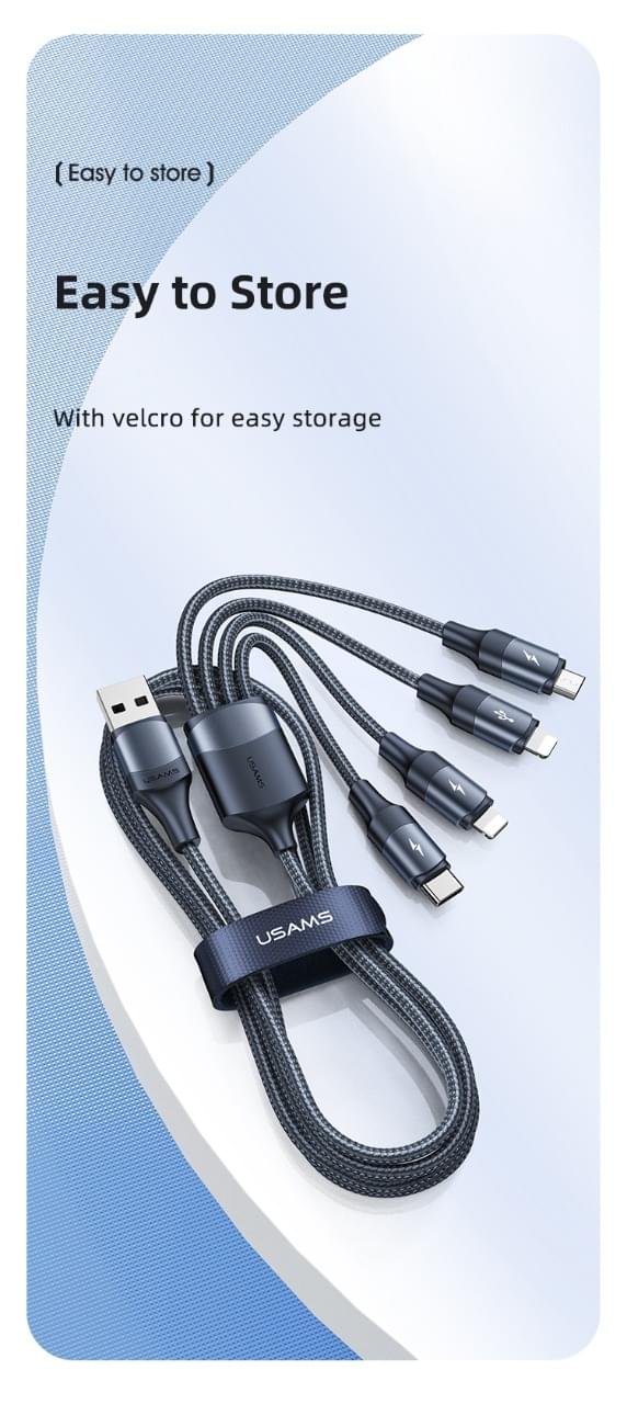 Premium Usams U73 Series 4 IN 1 Braided Fast Charging Cable - Image 4