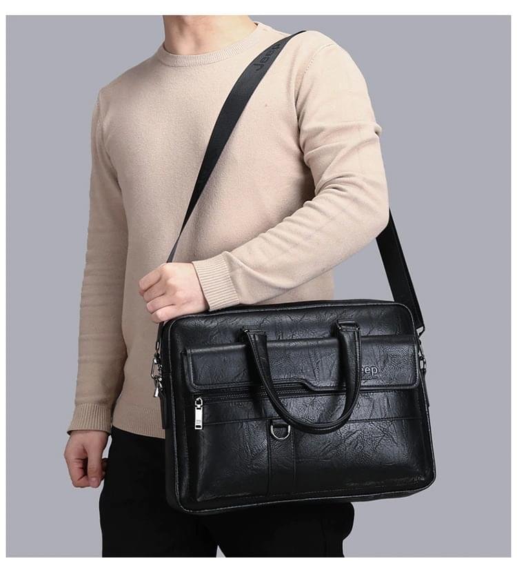 JEEP BULUO Men Business Briefcase High Quality Office Laptop & Macbook Bag - Image 5