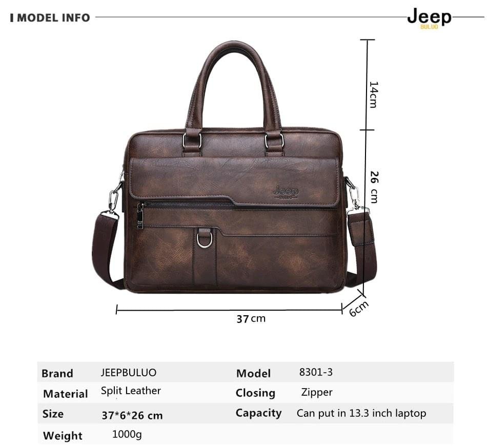 JEEP BULUO Men Business Briefcase High Quality Office Laptop & Macbook Bag - Image 9