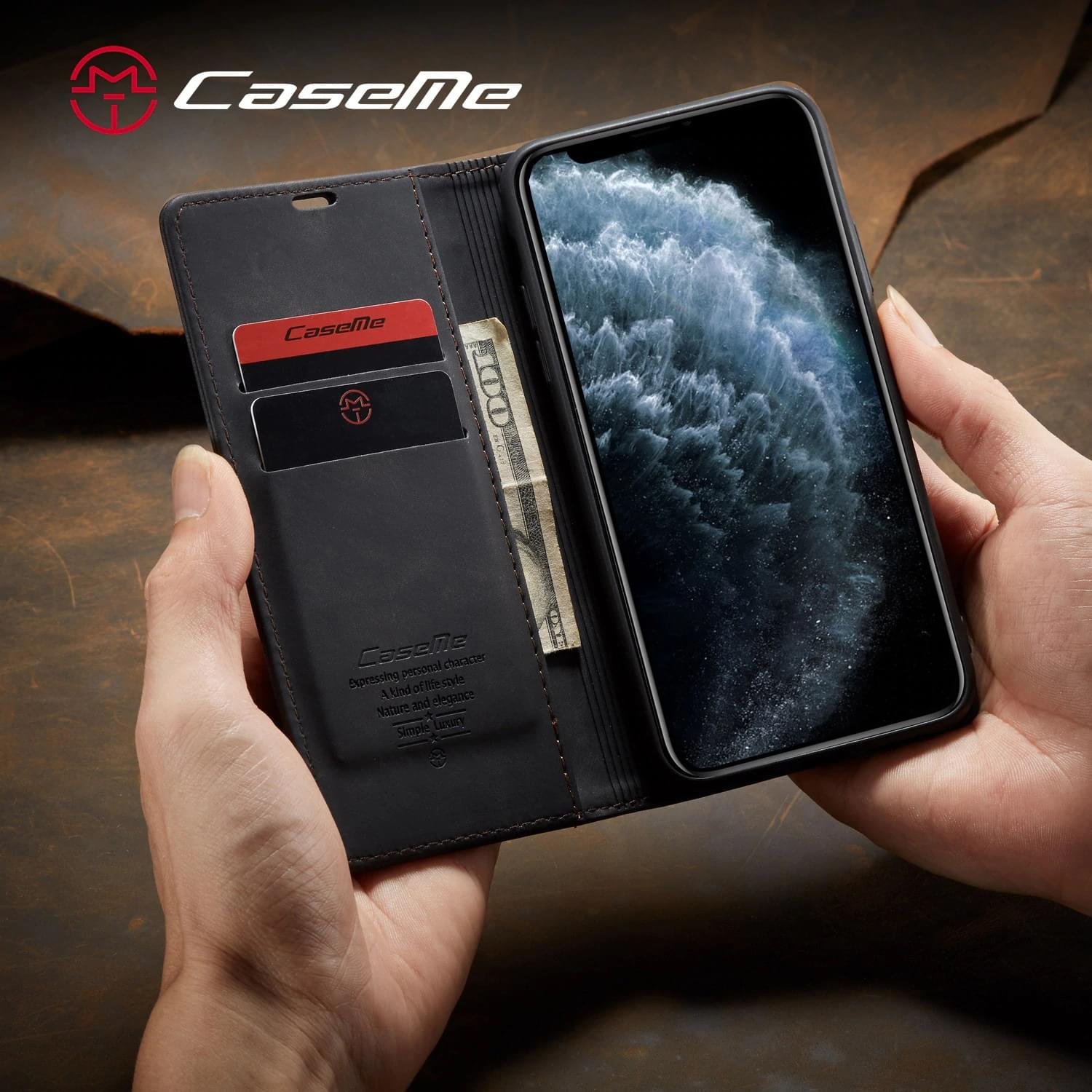 iPhone 12 Series Caseme Leather Flip Cover - Image 5