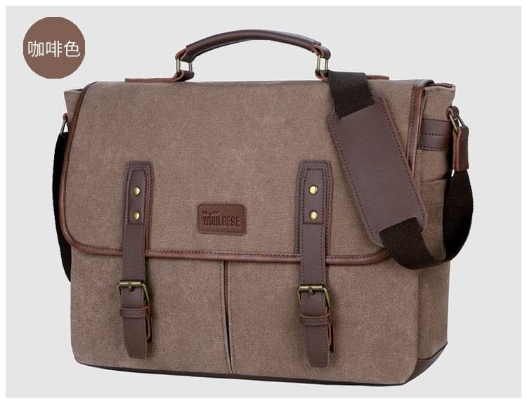 GTREB Vintage Men Briefcases Canvas 14 inch Laptop Bags