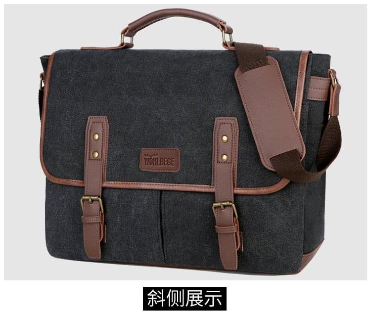 GTREB Vintage Men Briefcases Canvas 14 inch Laptop Bags - Image 2