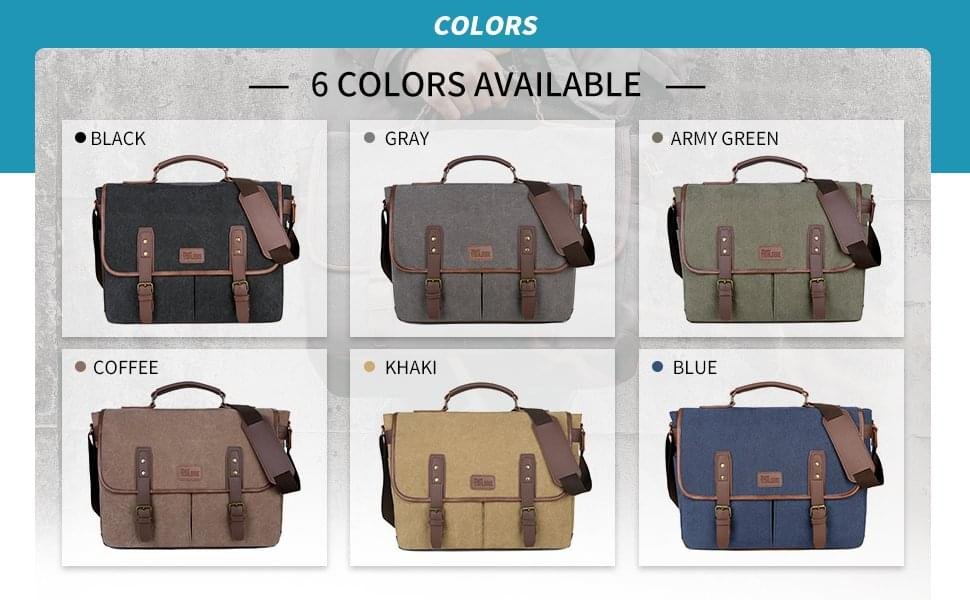 GTREB Vintage Men Briefcases Canvas 14 inch Laptop Bags - Image 7