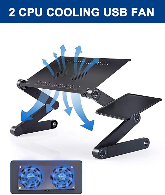 New Design Double Fan Adjustable Laptop Stand with Mouse Pad - Image 3