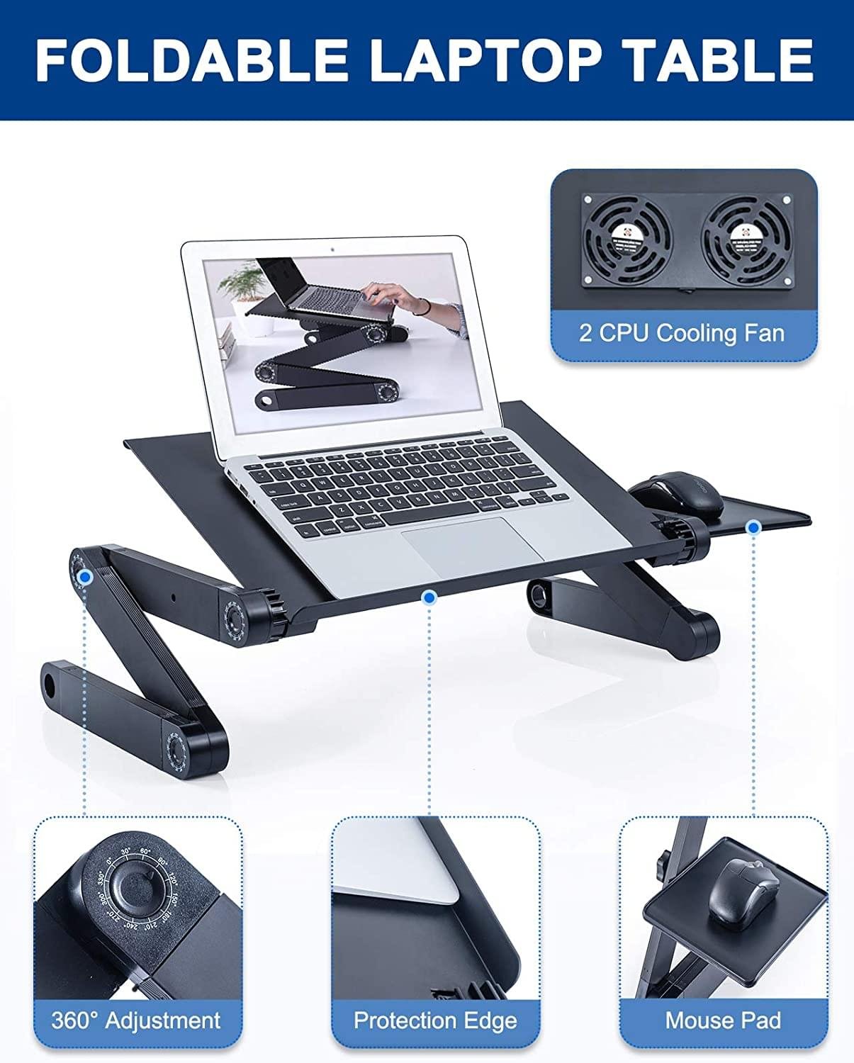 New Design Double Fan Adjustable Laptop Stand with Mouse Pad - Image 8