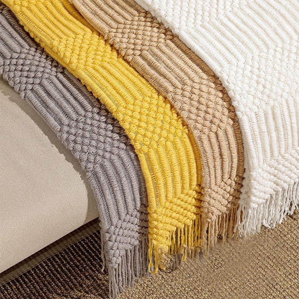 HEWAN Knitted Blanket with Tassels, Home Textile Decoration Sofa Blanket Travel Blankets with Tassels Soft Lightweight - Image 8