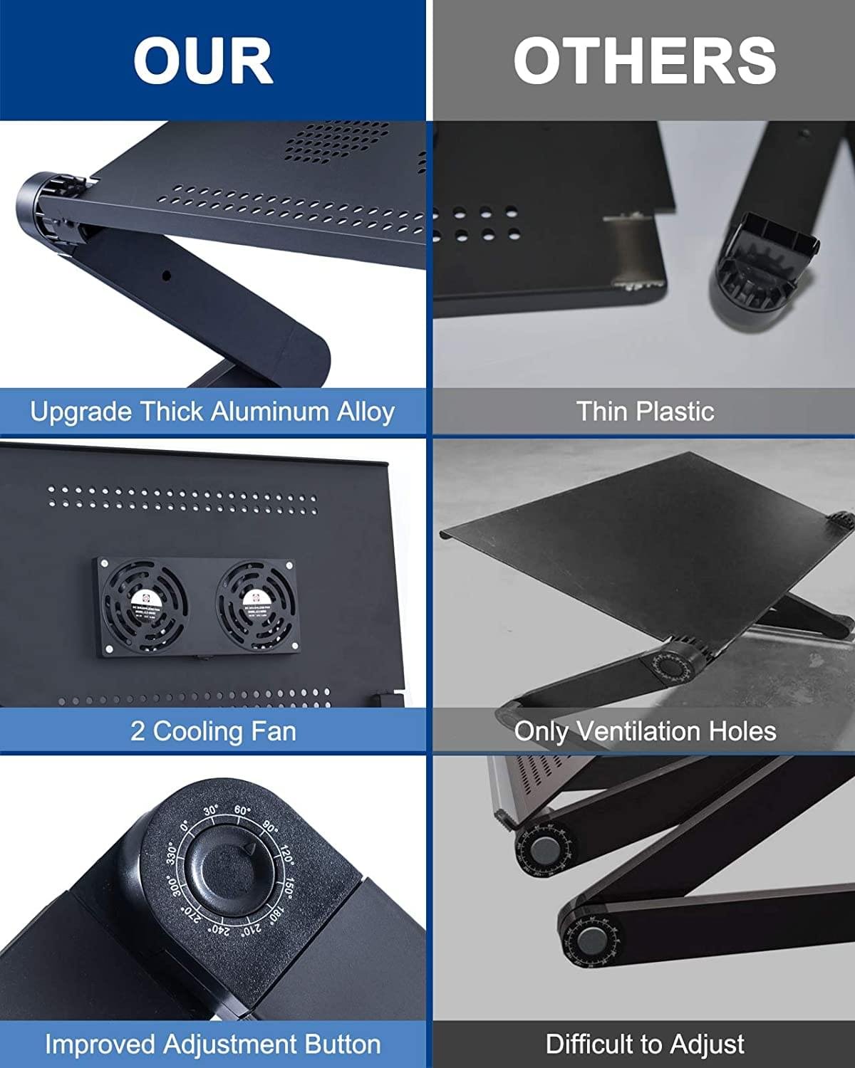 New Design Double Fan Adjustable Laptop Stand with Mouse Pad - Image 7