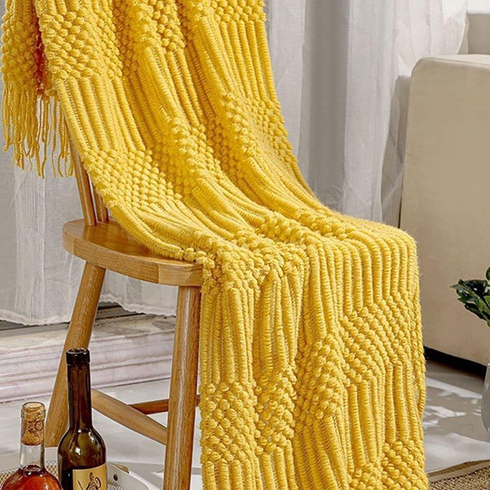 HEWAN Knitted Blanket with Tassels, Home Textile Decoration Sofa Blanket Travel Blankets with Tassels Soft Lightweight - Image 7