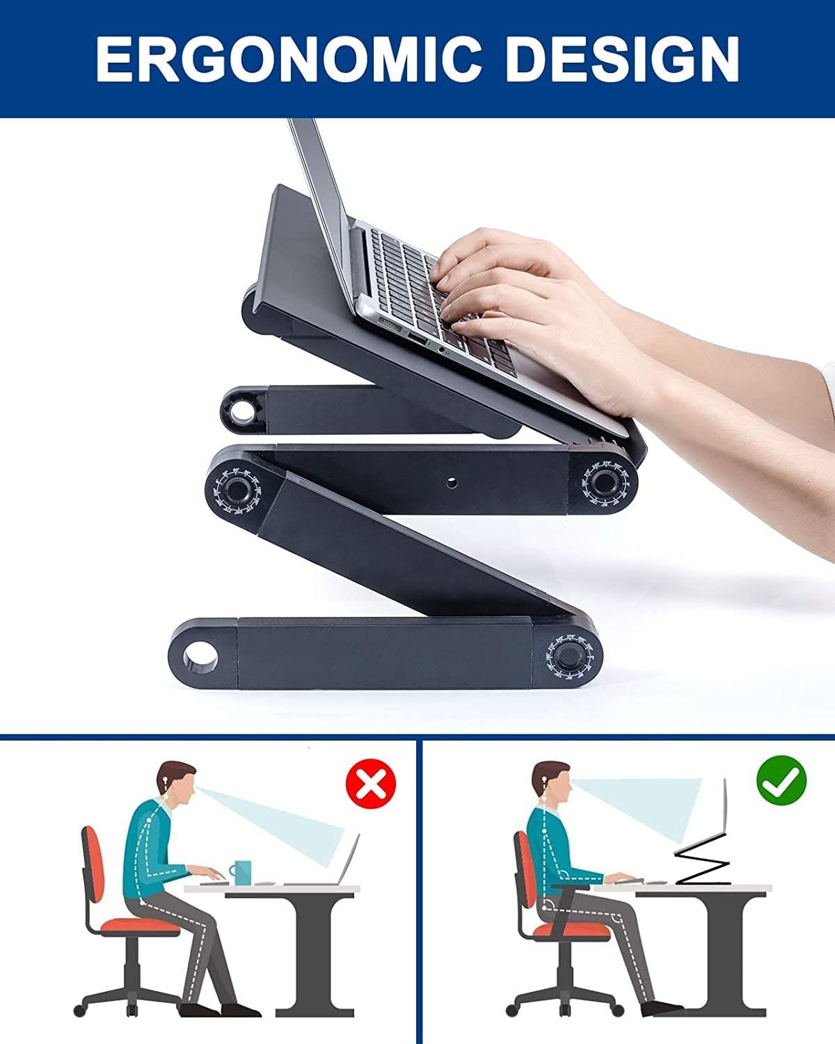 New Design Double Fan Adjustable Laptop Stand with Mouse Pad - Image 9