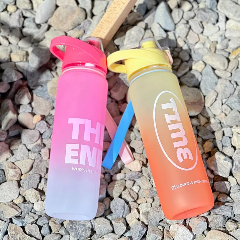 1000ml Water Bottle Matte Rainbow Gradient Plastic Sports Drink Bottle - Image 8