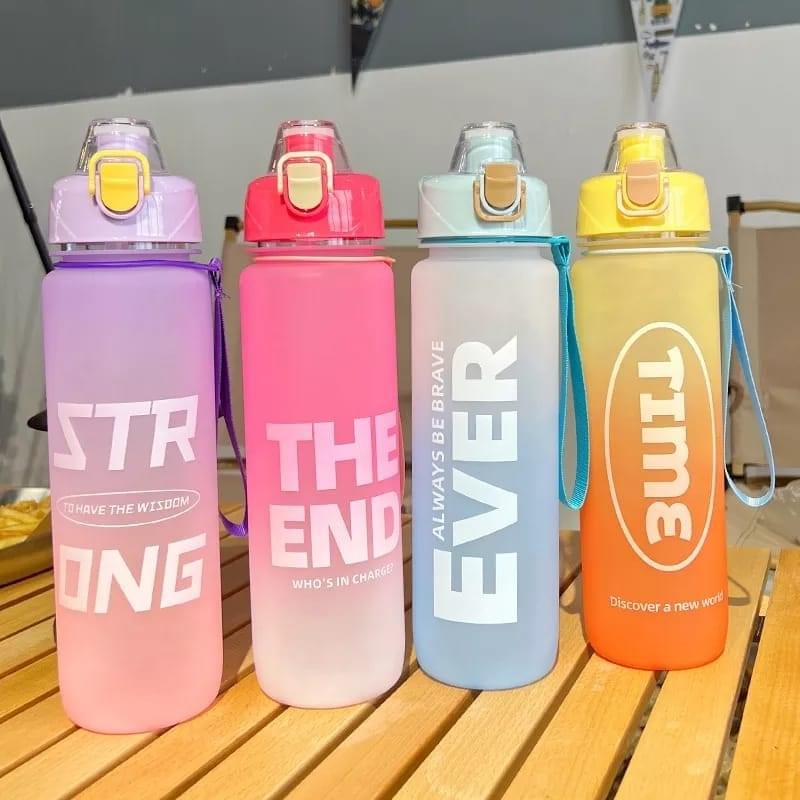 1000ml Water Bottle Matte Rainbow Gradient Plastic Sports Drink Bottle - Image 9