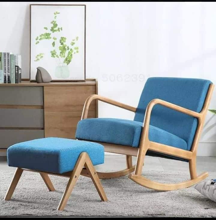 Nordic lounge rocking chair with footrest - Image 13