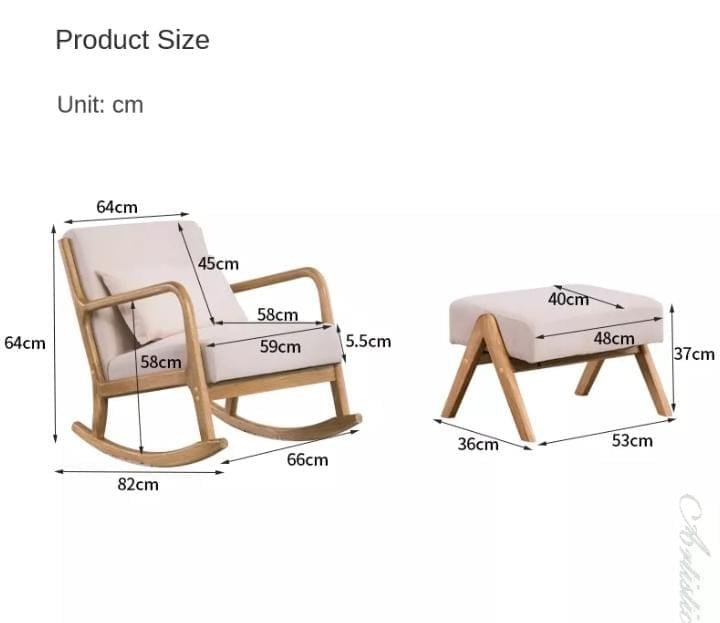 Nordic lounge rocking chair with footrest - Image 5