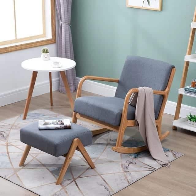 Nordic lounge rocking chair with footrest - Image 11