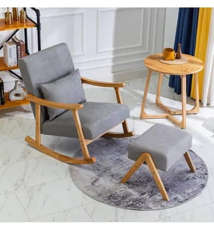 Nordic lounge rocking chair with footrest - Image 7