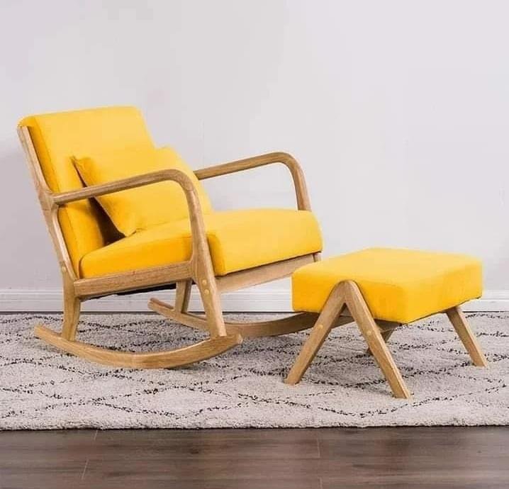 Nordic lounge rocking chair with footrest - Image 2