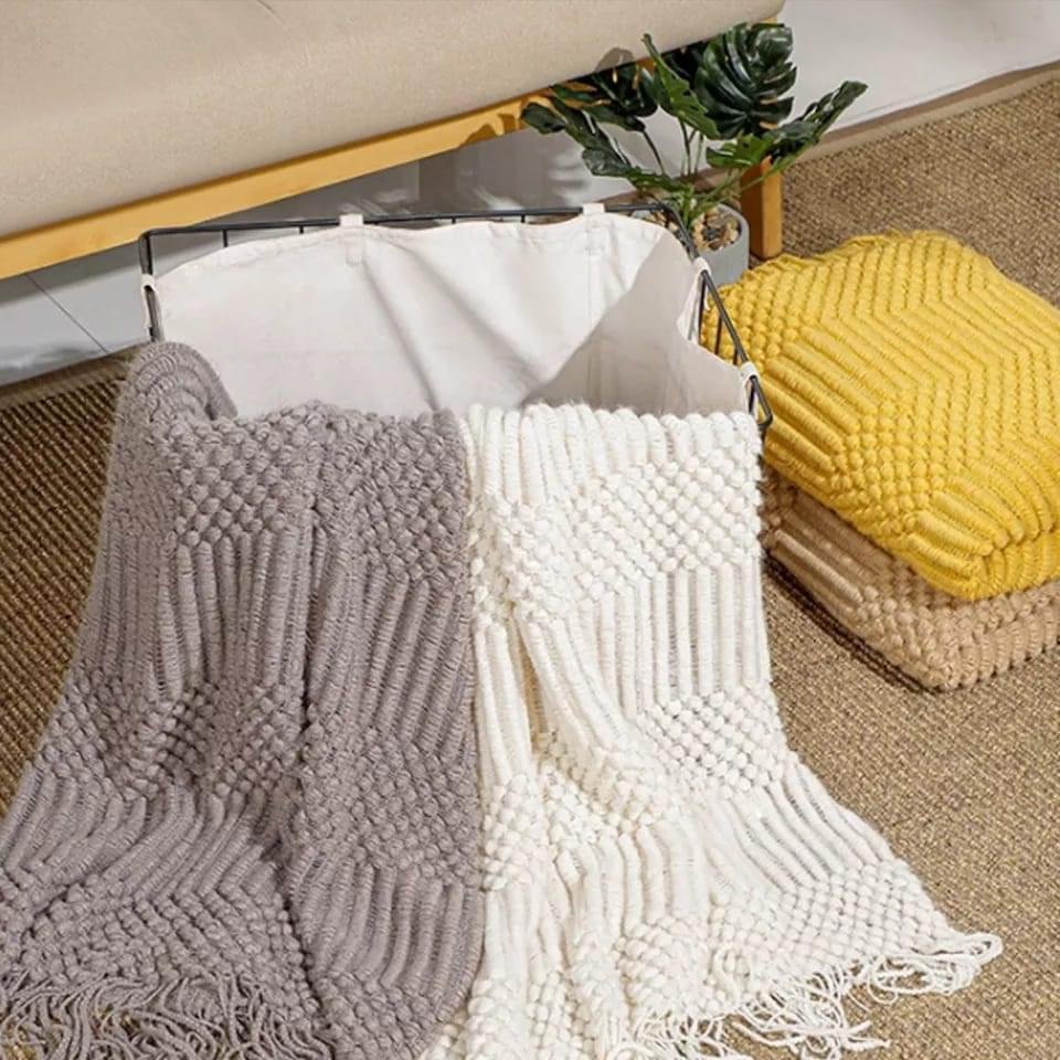 HEWAN Knitted Blanket with Tassels, Home Textile Decoration Sofa Blanket Travel Blankets with Tassels Soft Lightweight - Image 10