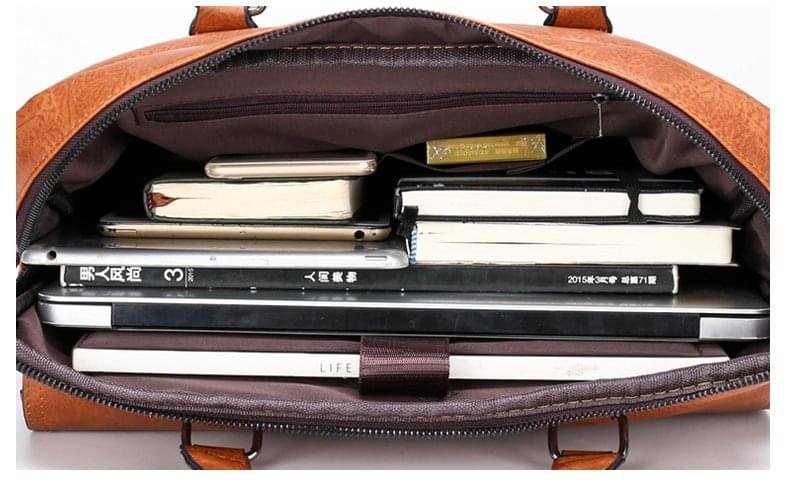 JEEP BULUO Men’s Leather Briefcases Bag Shoulder Fashion Business Laptop Bag - Image 8