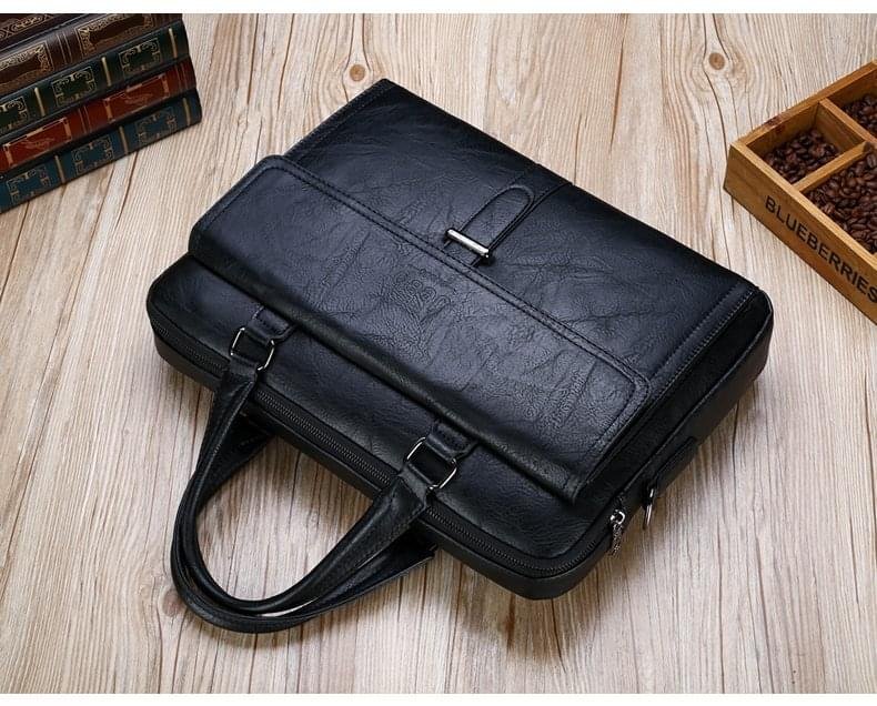 JEEP BULUO Men’s Leather Briefcases Bag Shoulder Fashion Business Laptop Bag - Image 17