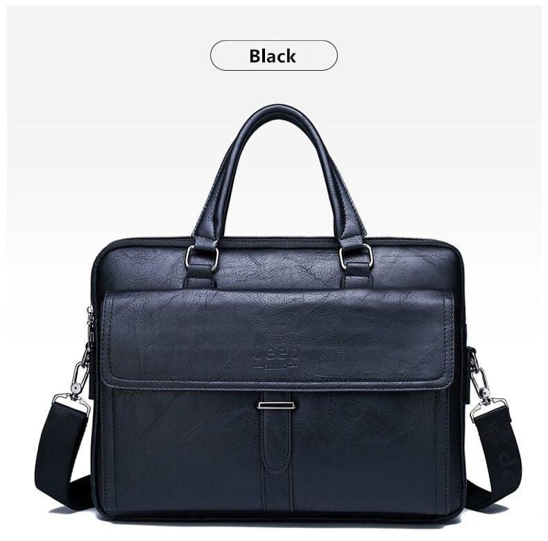 JEEP BULUO Men’s Leather Briefcases Bag Shoulder Fashion Business Laptop Bag - Image 14