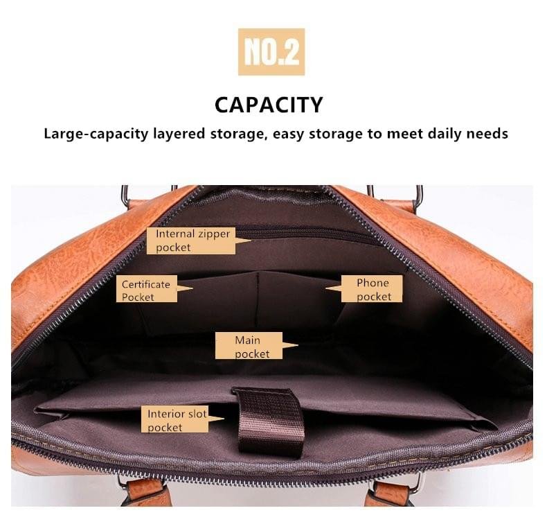 JEEP BULUO Men’s Leather Briefcases Bag Shoulder Fashion Business Laptop Bag - Image 7
